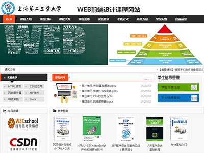 html网页作业上海第二工业大学前端课程网页模板源码